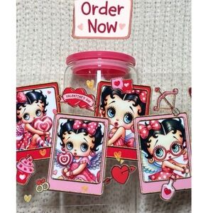 Valentines Betty Hearts 16Oz Glass Cup